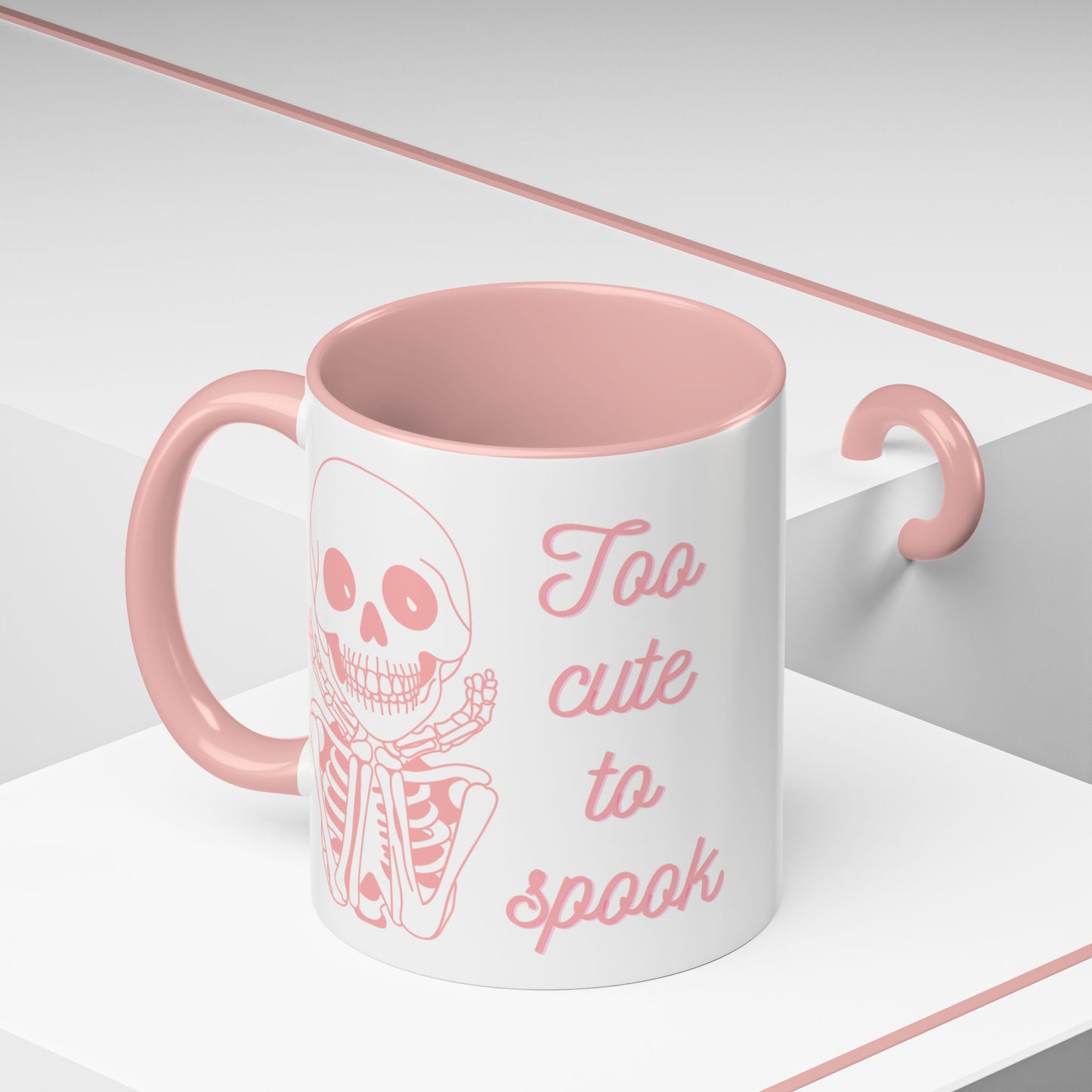 "Too Cute To Spook" Skeleton Mug (Pink)