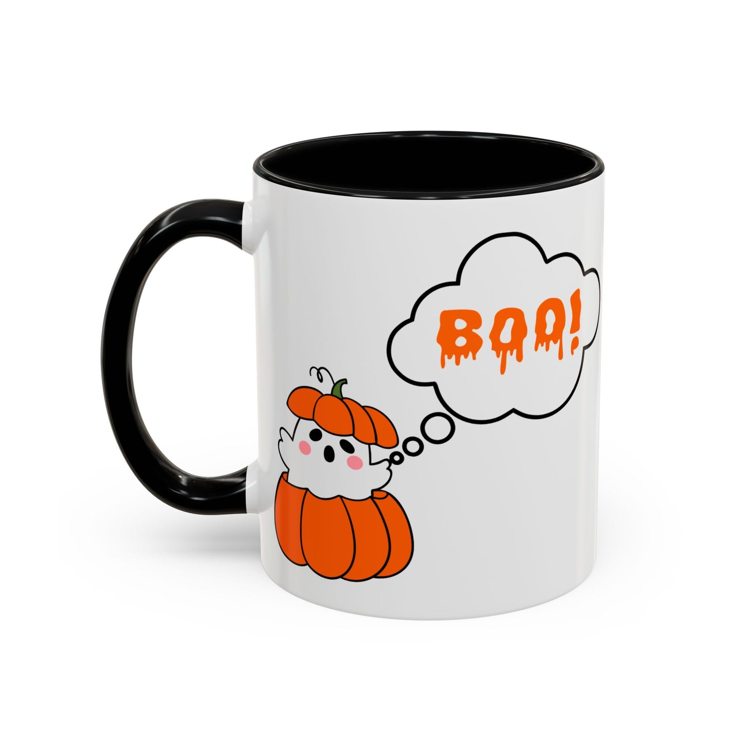 "Boo" Ghost in Pumpkin Mug (Black)