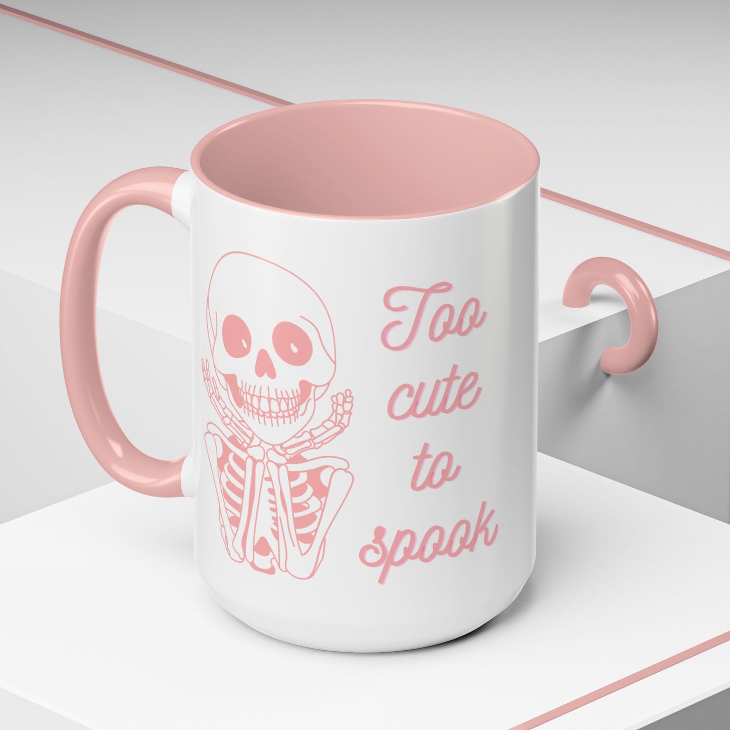"Too Cute To Spook" Skeleton Mug (Pink)