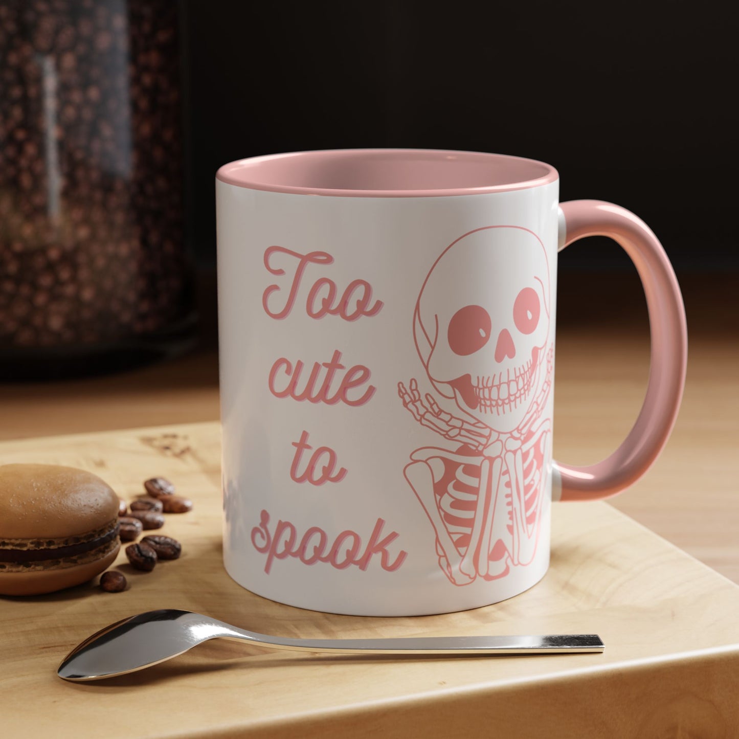 "Too Cute To Spook" Skeleton Mug (Pink)