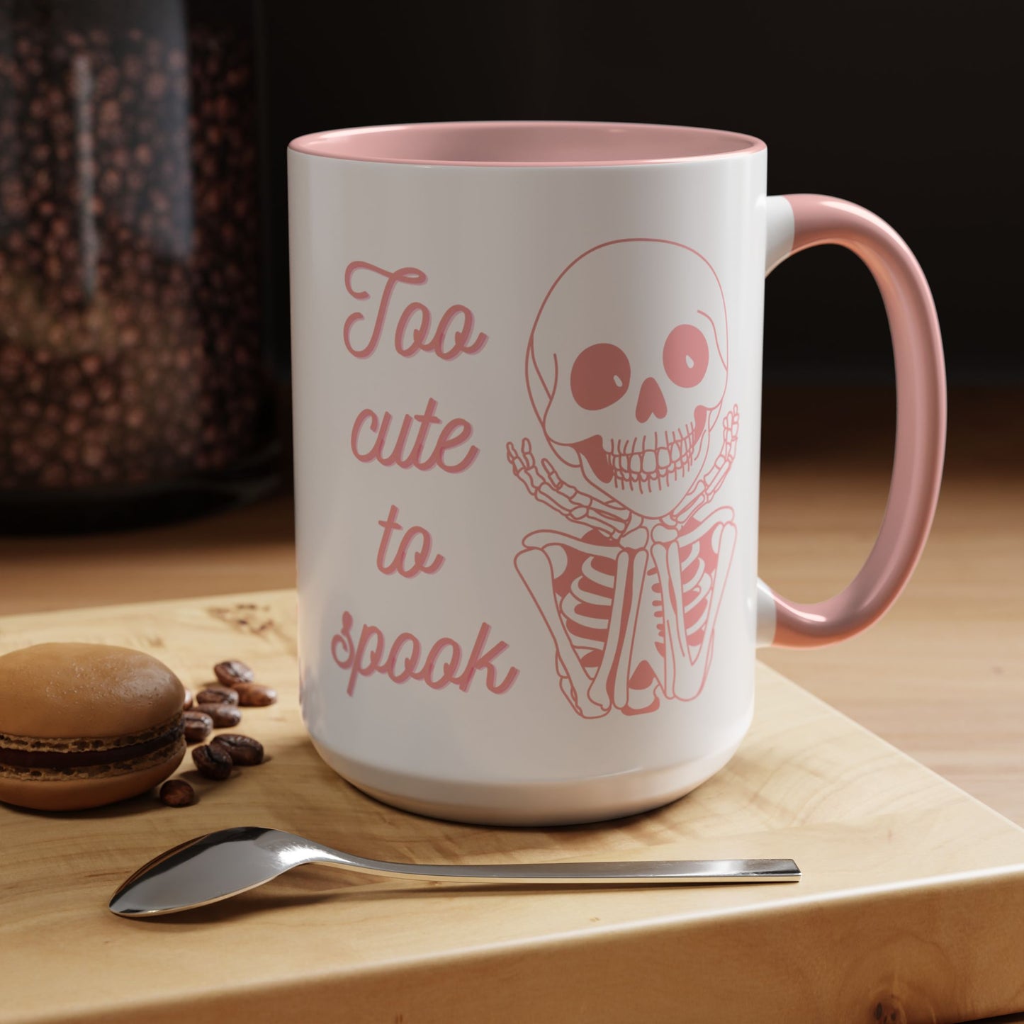 "Too Cute To Spook" Skeleton Mug (Pink)