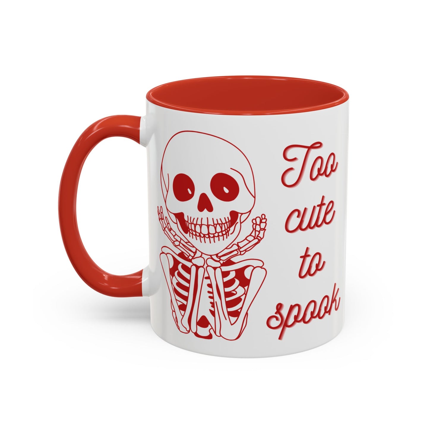 "Too Cute To Spook" Skeleton Mug (Red)
