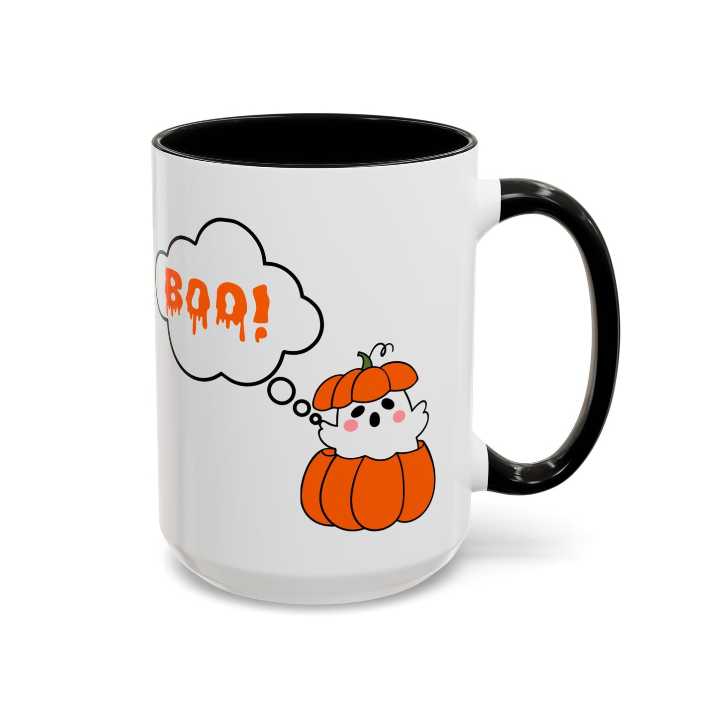 "Boo" Ghost in Pumpkin Mug (Black)