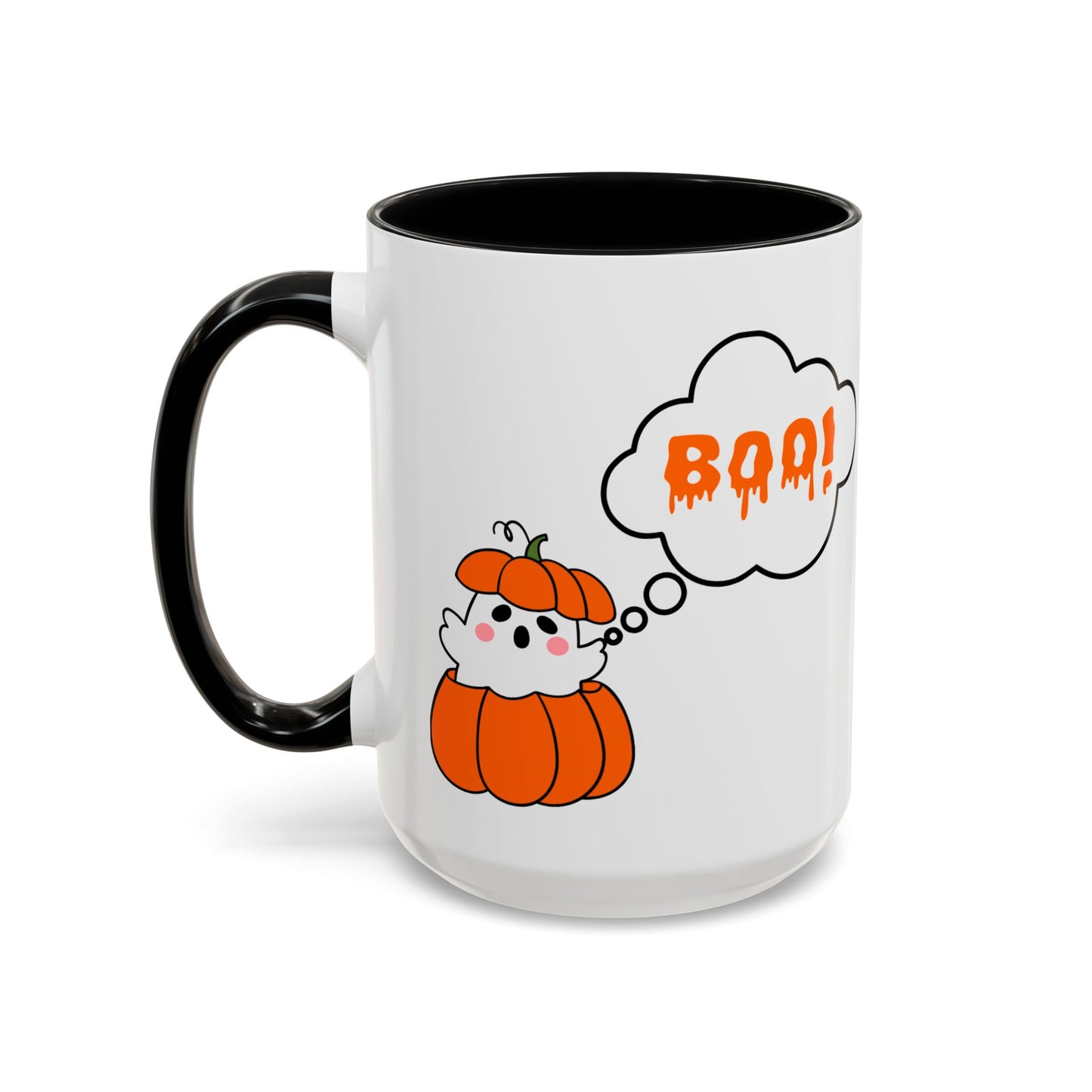 "Boo" Ghost in Pumpkin Mug (Black)