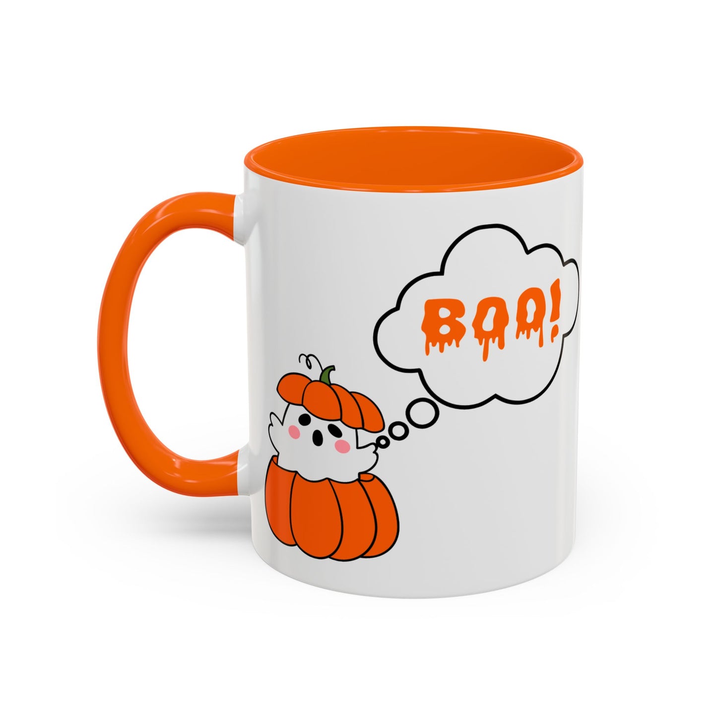 "Boo" Ghost in Pumpkin Mug (Orange)