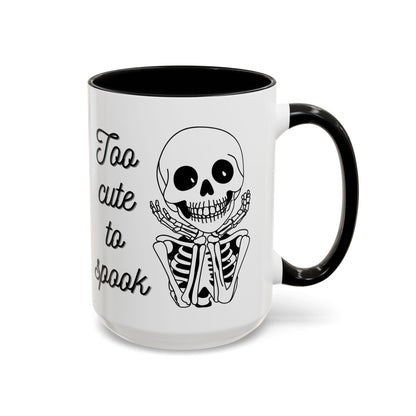 "Too Cute To Spook" Skeleton Mug (Black)