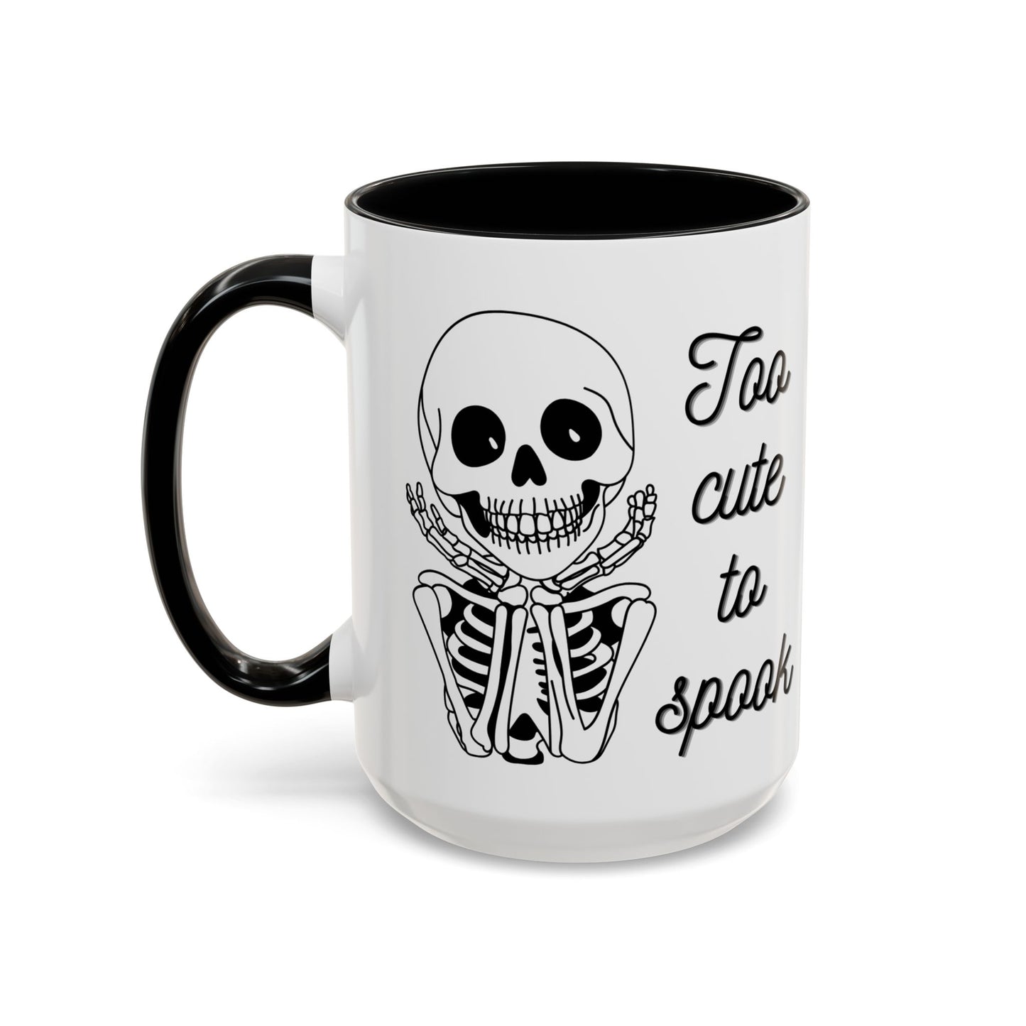 "Too Cute To Spook" Skeleton Mug (Black)