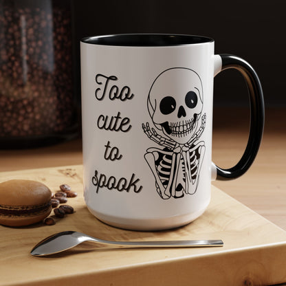 "Too Cute To Spook" Skeleton Mug (Black)