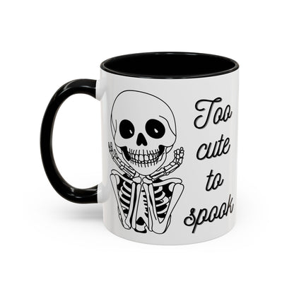 "Too Cute To Spook" Skeleton Mug (Black)