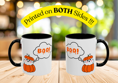 "Boo" Ghost in Pumpkin Mug (Black)