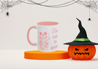 "Too Cute To Spook" Skeleton Mug (Pink)