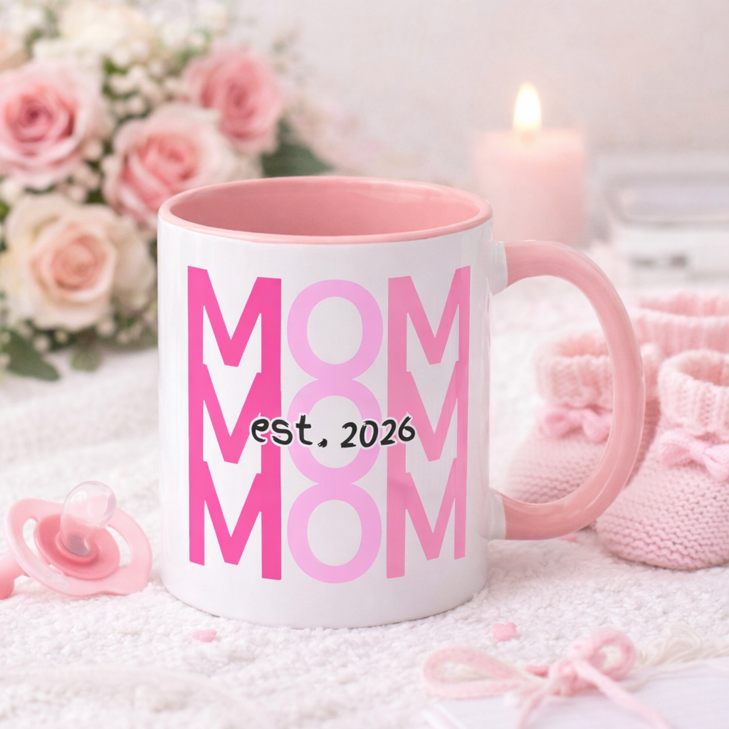 "Mom Est. 2026" Mug (Pink)