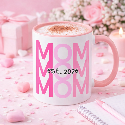 "Mom Est. 2026" Mug (Pink)