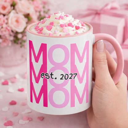 "Mom Est. 2027" Mug (Pink)
