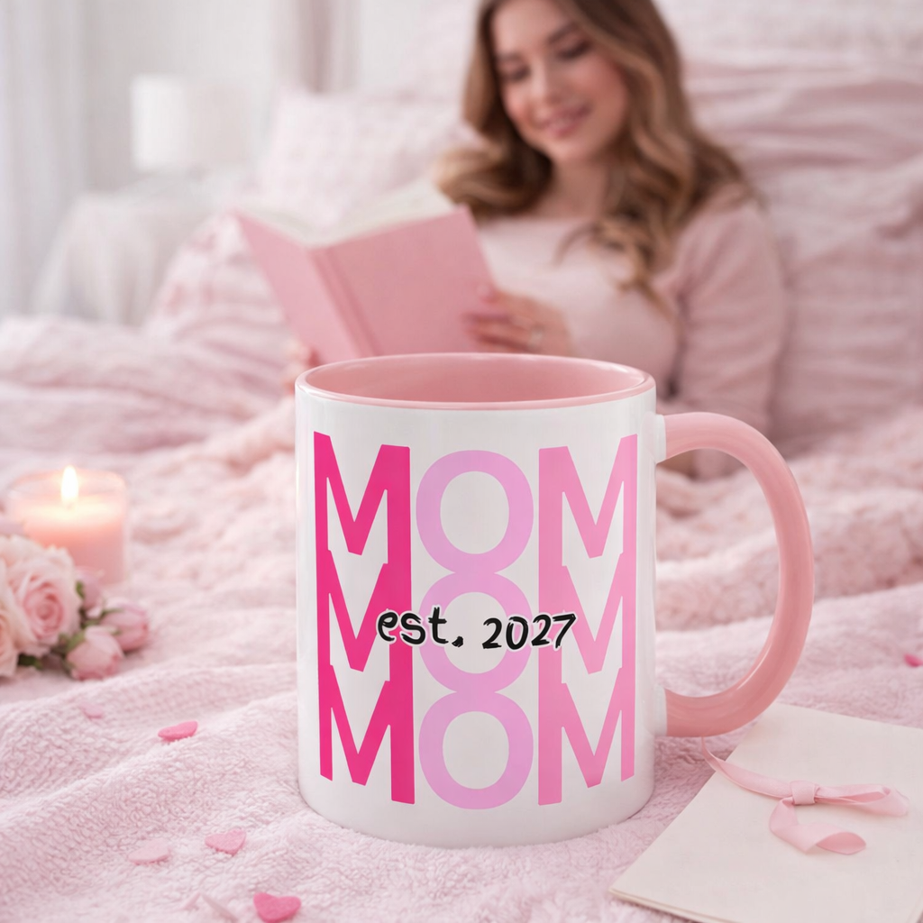 "Mom Est. 2027" Mug (Pink)