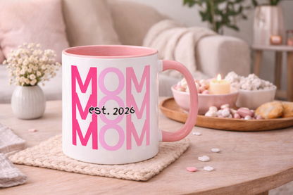 "Mom Est. 2026" Mug (Pink)