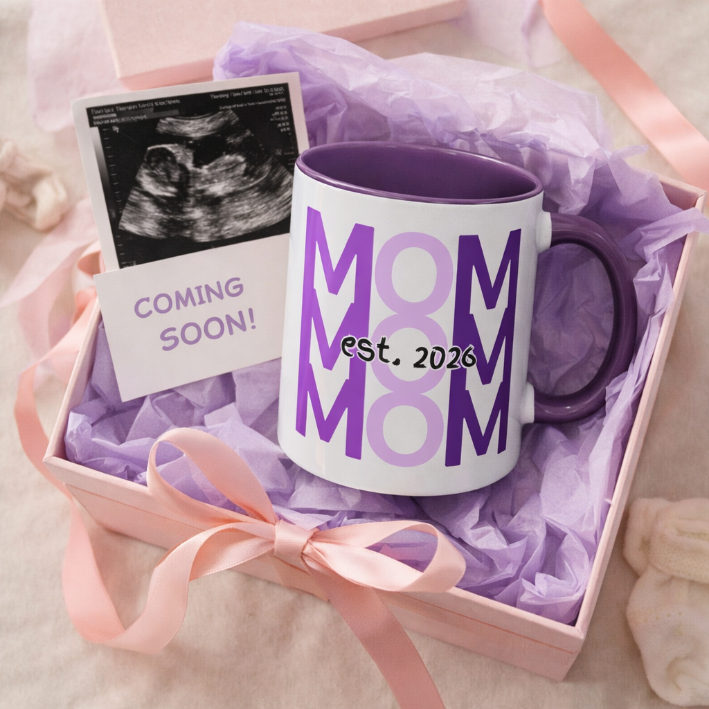 "Mom Est. 2026" Mug (Purple)