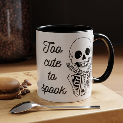 "Too Cute To Spook" Skeleton Mug (Black)