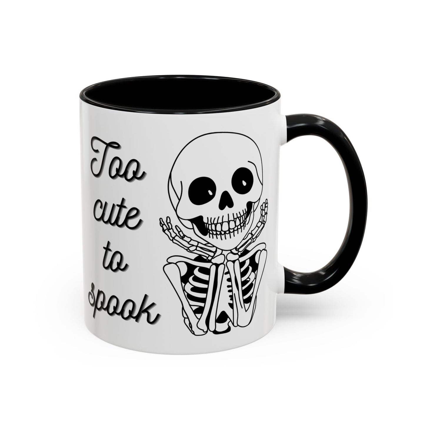 "Too Cute To Spook" Skeleton Mug (Black)