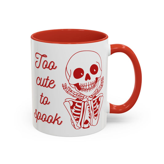 "Too Cute To Spook" Skeleton Mug (Red)